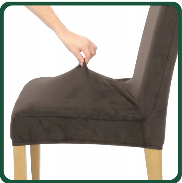 6 SZT POKROWIEC NA KRZESŁO POKROWCE KAKAOWY BRĄZ ELASTYCZNY GRUBY