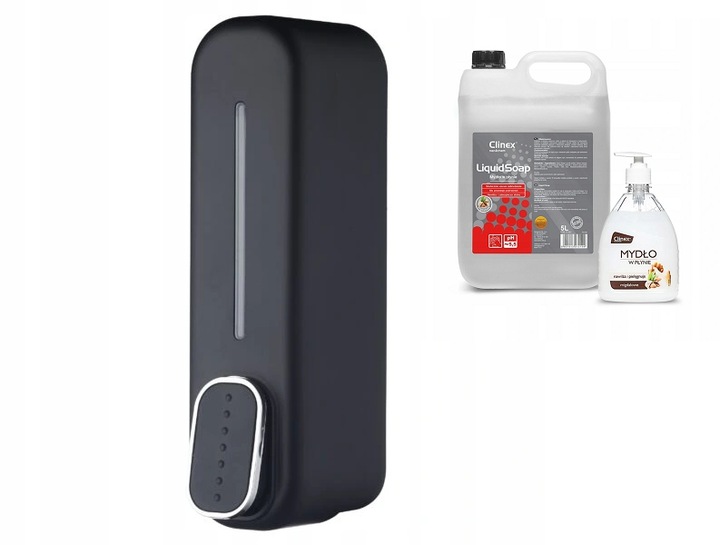 Ręczne dozownik do mydła naścienny Bisk 350 ml czarny