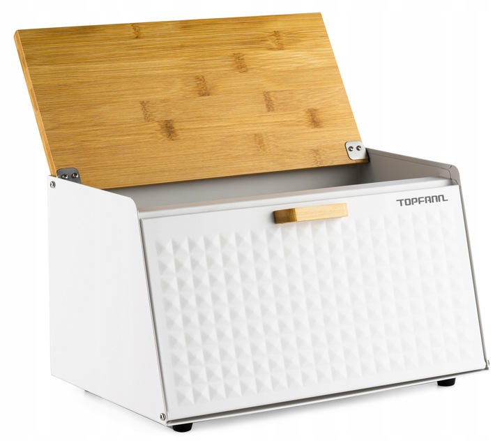 DUŻY CHLEBAK METALOWY Z DESKĄ POJEMNIK NA PIECZYWO CHLEB BIAŁY BAMBUSOWY