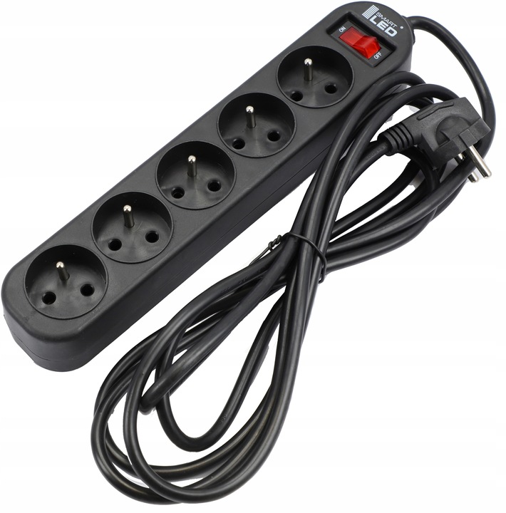 Przedłużacz Listwa Zasilająca 3 Metry 5 Gniazd Z Podświetlanym Włącznikiem