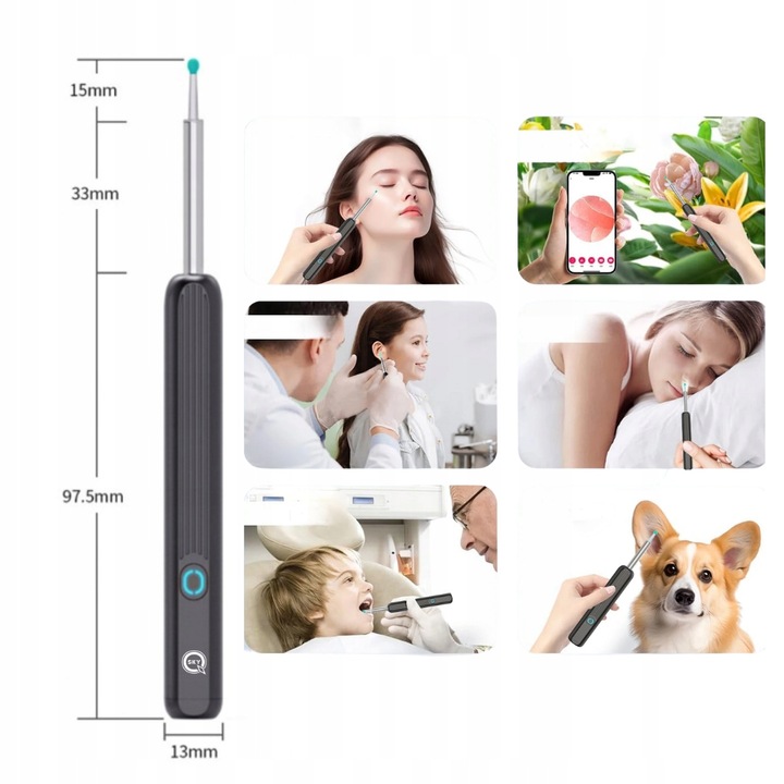 SMART OTOSKOP KAMERA CZYSZCZENIE USZU WOSK WIFI HD APLIKACJA ENDOSKOP