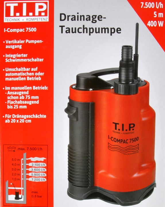 POMPA DO WODY ZE ZINTEGROWANYM PŁYWAKIEM 7500l/h