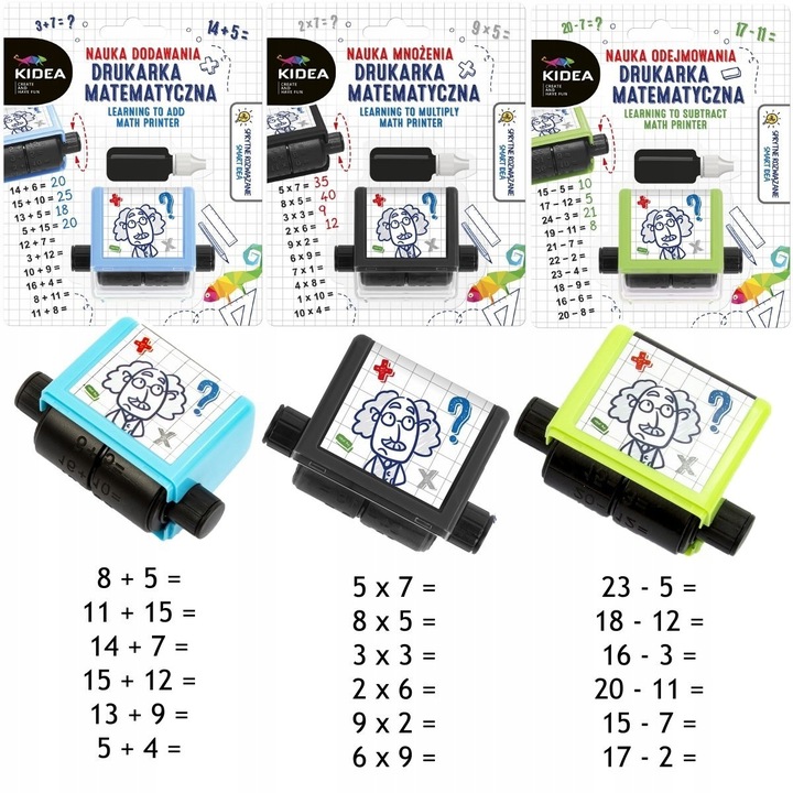 3x DRUKARKA MATEMATYCZNA NAUKA MNOŻENIE DODAWANIE ODEJMOWANIE KIDEA