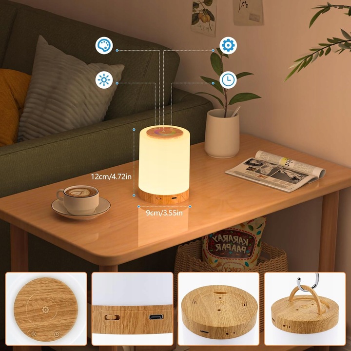 LAMPKA NOCNA LED, DOTYKOWA, ŚCIEMNIANA, LAMPA STOŁOWA LED, LAMPKA