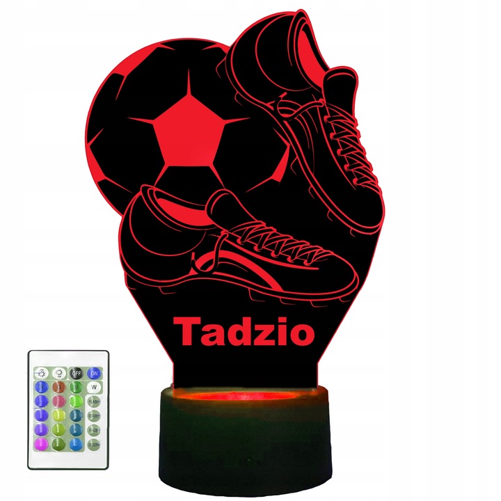 Lampka nocna biurkowa LED PIŁKA NOŻNA PIŁKARZ KOREK 3D R14 + IMIĘ