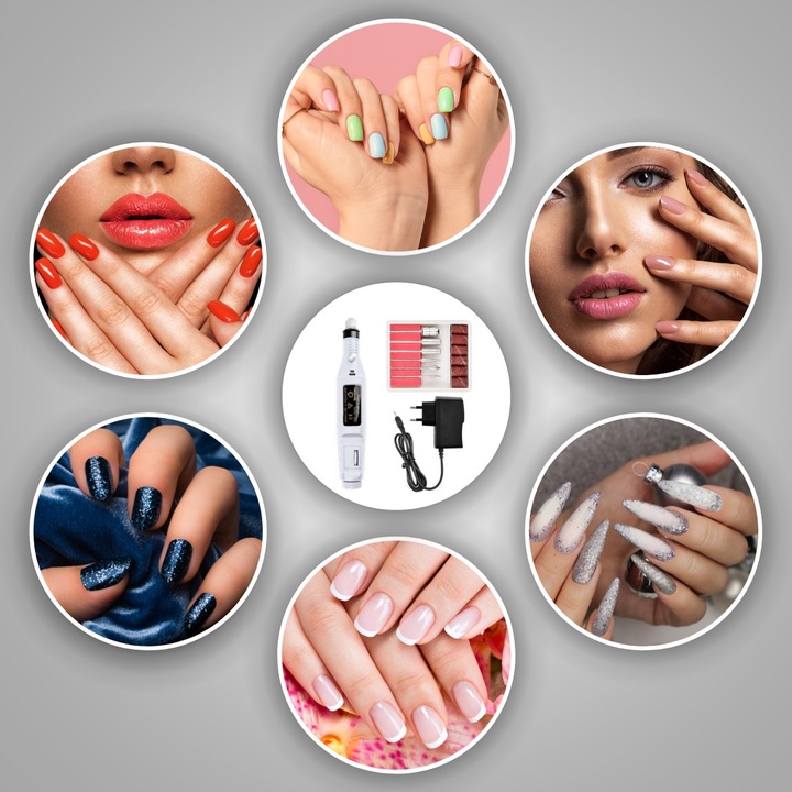 FREZARKA DO PAZNOKCI MANICURE PEDICURE DO USUWANIA HYBRYD ŻELU + FREZY