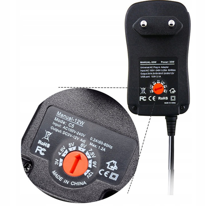 ZASILACZ UNIWERSALNY REGULOWANE NAPIĘCIE WYJŚCIOWE WYMIENNE KOŃCÓWKI