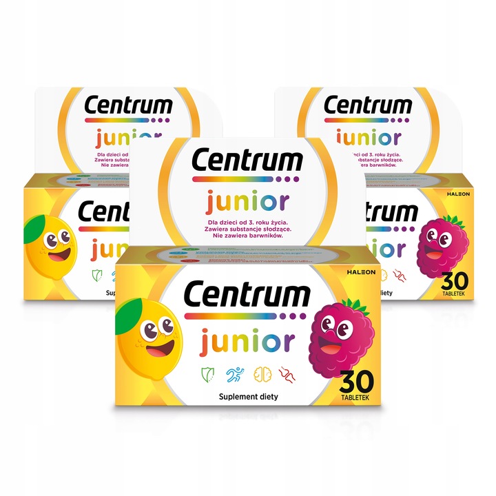 3x Multiwitamina Centrum Junior dla Dzieci minerały witaminy 30 tab +GRATIS