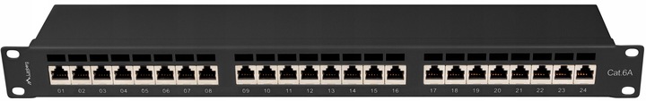 PATCHPANEL 24 PORT 1U 19" KAT.6A FTP EKRANOWANY CZARNY LANBERG