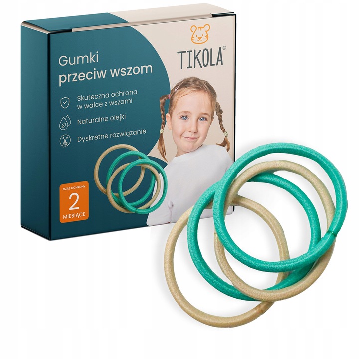 GUMKI PRZECIW WSZOM DO WŁOSÓW NA WSZY ODSTRASZAJĄCE DLA DZIECKA zestaw 4x