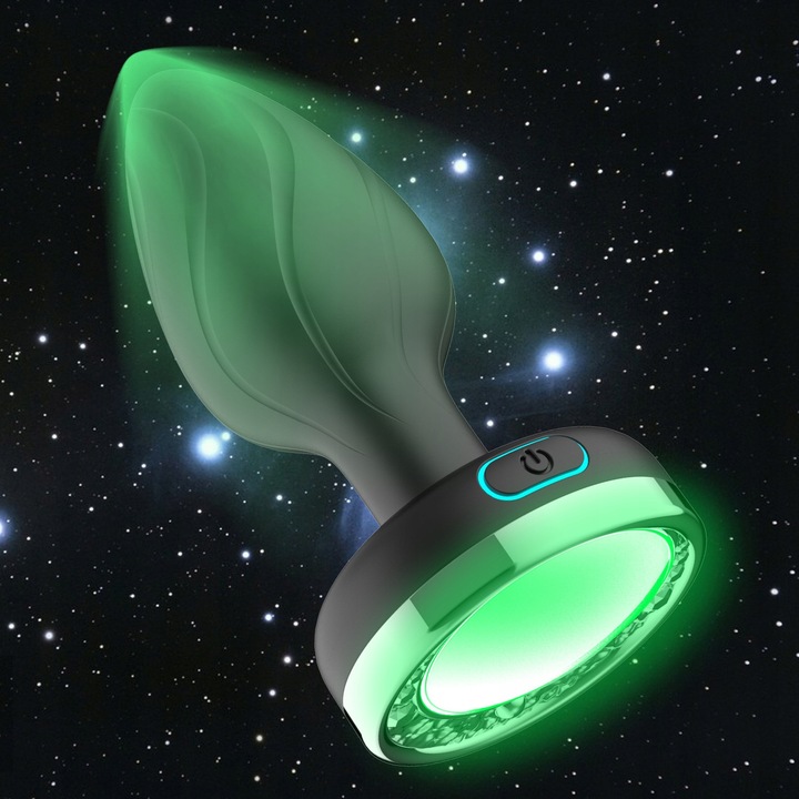 ŚWIECĄCY WIBRUJĄCY KOREK ANALNY PILOTEM, ANAL PLUG