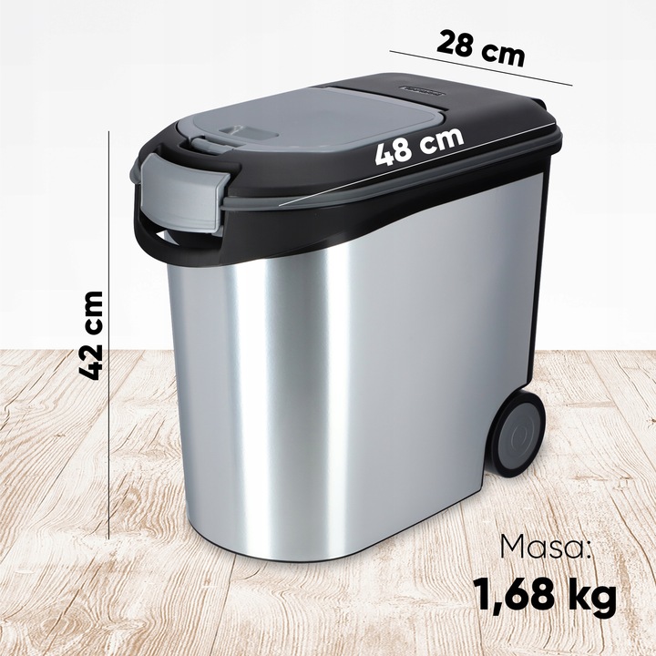 CURVER POJEMNIK NA KARMĘ DLA ZWIERZĄT 12kg SREBRNY