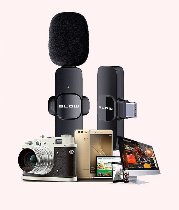 2x MIKROFON ODBIORNIK BEZPRZEWODOWY KRAWATOWY ADAPTER USB-C DO LIGHTNING