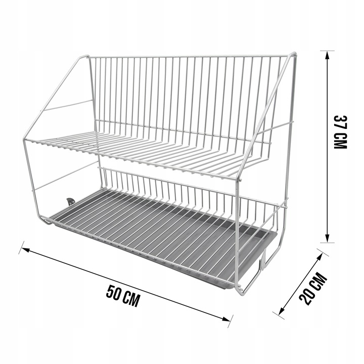 Suszarka do naczyń dwupoziomowa OSĄCZARKA ociekacz z tacką srebrna