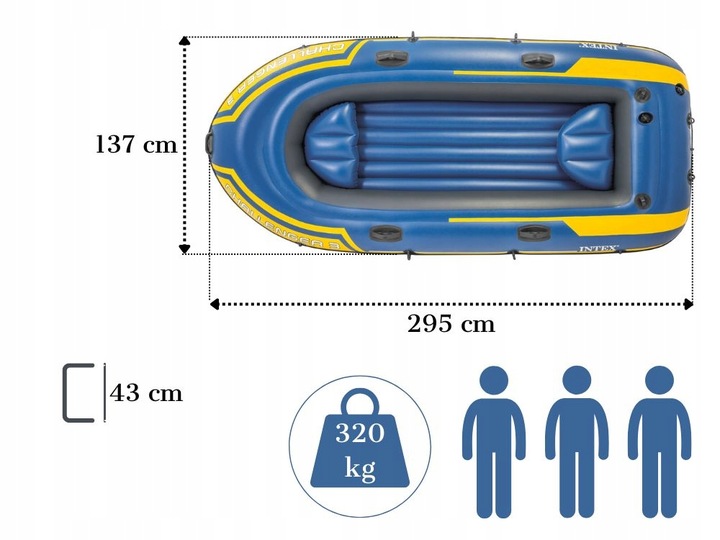 Ponton Intex Challenger 3-osob Pompka + Wiosła 68370 MODEL 2024