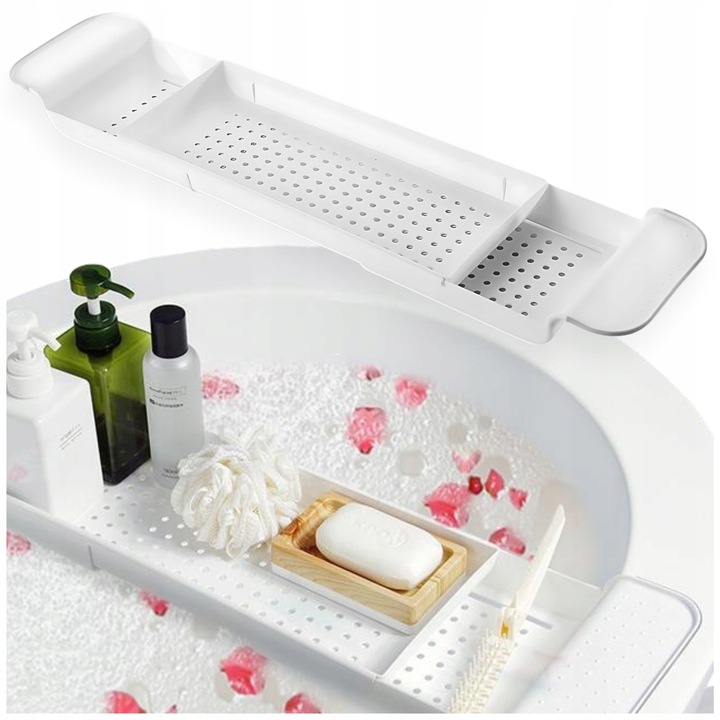 Półka na wannę łazienkowa regulowana biała