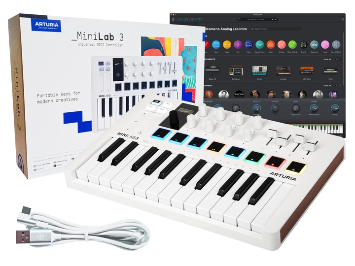 Arturia MiniLab 3 WHITE klawiatura sterująca MIDI USB
