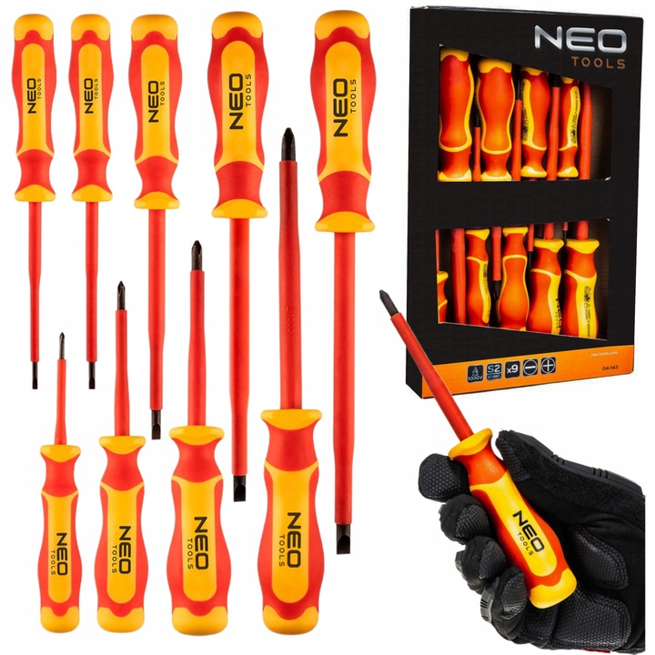 Zestaw wkrętaków śrubokrętów 1000V, 9 szt., NEO 04-143