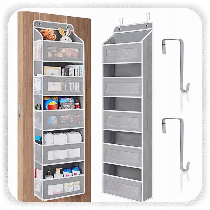 ORGANIZER NA DRZWI WISZĄCY DO SZAFY 5 PÓŁEK KIESZENIE KOSZ NA ZABAWKI