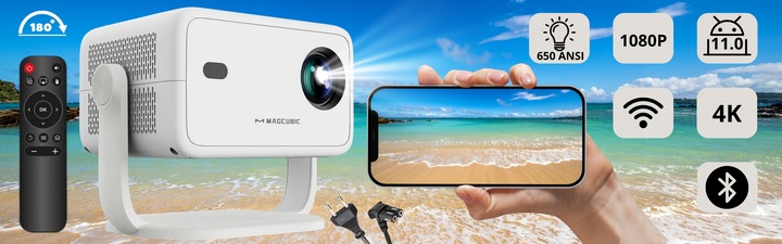 PROJEKTOR SMART MULTIMEDIALNY MAGCUBIC L018 4K WIFI TV GŁOŚNIK BT 2025