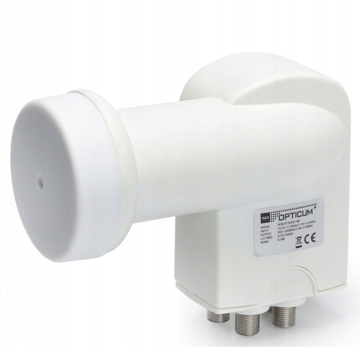 KONWERTER SATELITARNY QUAD na cztery OPTICUM Full HD 4K + MIERNIK +