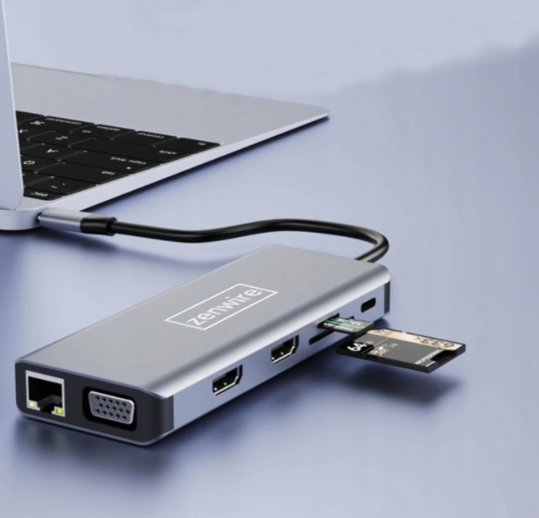 ADAPTER HUB 12w1 USB-C 2x HDMI VGA Jack RJ45 M1