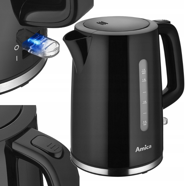 AMICA CZAJNIK ELEKTRYCZNY KF1014 CZARNY 1,7L 2200W