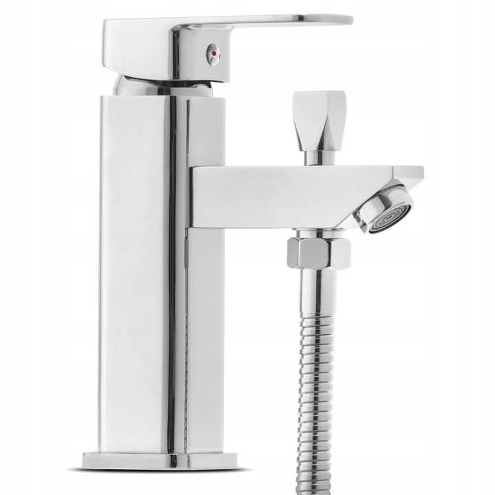 Bateria wannowa stojąca jednootworowa z prysznicem i wężem chrom