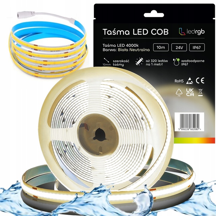 Taśma LED Neon COB 24V 10m 320 diod 4000K BIAŁA NEUTRALNA WODOODPORNA