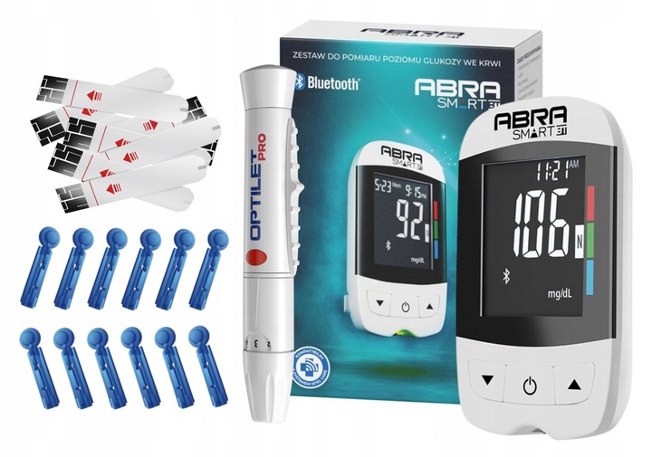 Glukometr ABRA smart Wieczysta gwarancja - nakłuwacz + paski + lancety