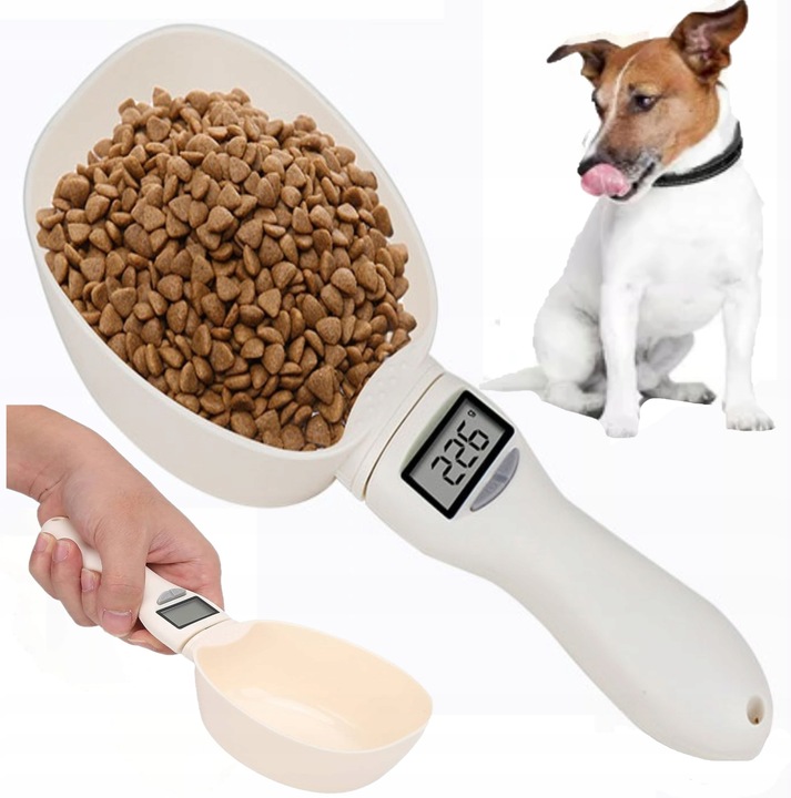 ŁYŻKA Z MIARKĄ WAGĄ łopatka do karmy dla psa kota z wyświetlaczem LCD 800g