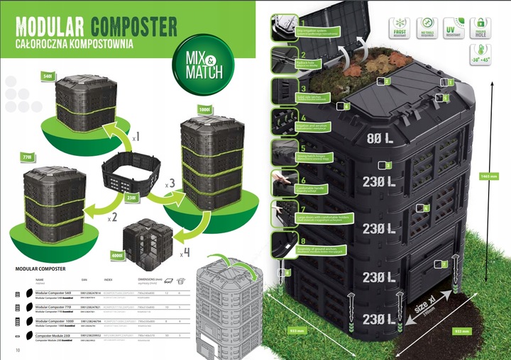 KOMPOSTOWNIK MODUŁOWY Całoroczny KOMPOSTOWNIA Eko XXL POLSKI 1260 litrów