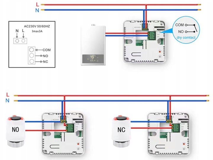 Termostat Wi-Fi BEZPRZEWODOWY Tuya ogrzewanie kotła programowalny