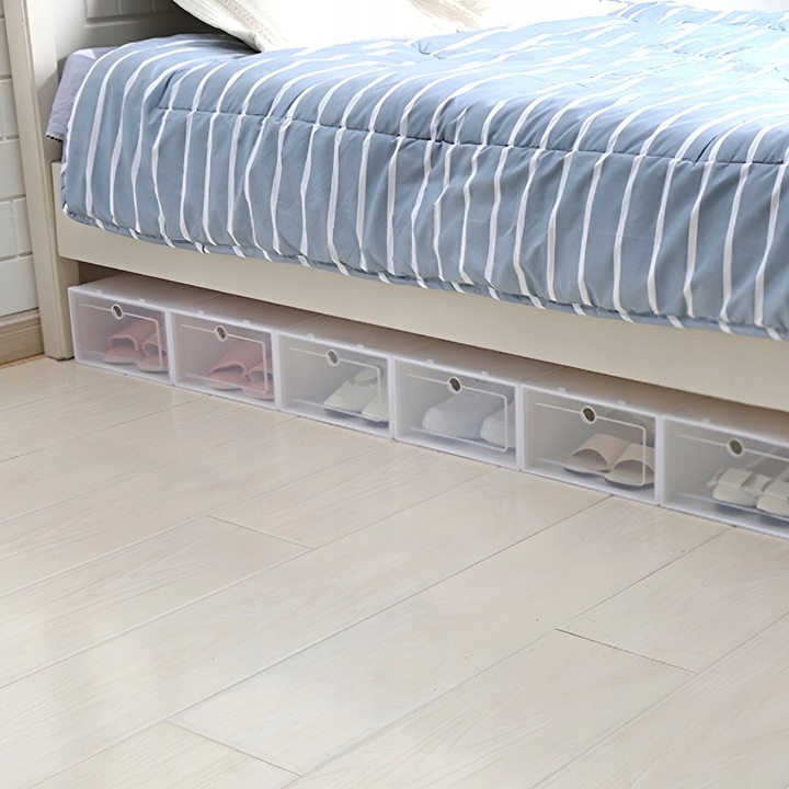 10 x PUDEŁKO POJEMNIK ORGANIZER NA BUTY Z KLAPĄ SZAFKA MODUŁOWA BIAŁA