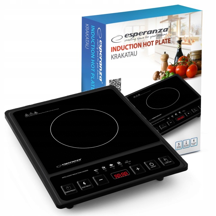 PŁYTA INDUKCYJNA KUCHENKA ELEKTRYCZNA 2000W TIMER MINUTNIK LCD 5-TRYBÓW