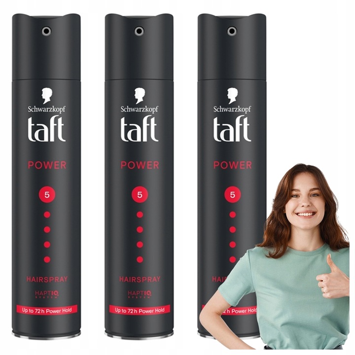 Taft Lakier Do Włosów Schwarzkopf Power 5 250ml Bardzo Mocny Haptiq x3
