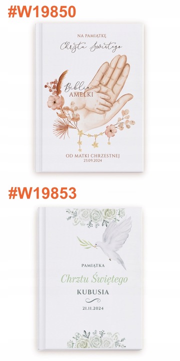 Biblia dla dzieci Prezent Chrzest Pamiątka Chrztu Komunii Nadruk na Okładce