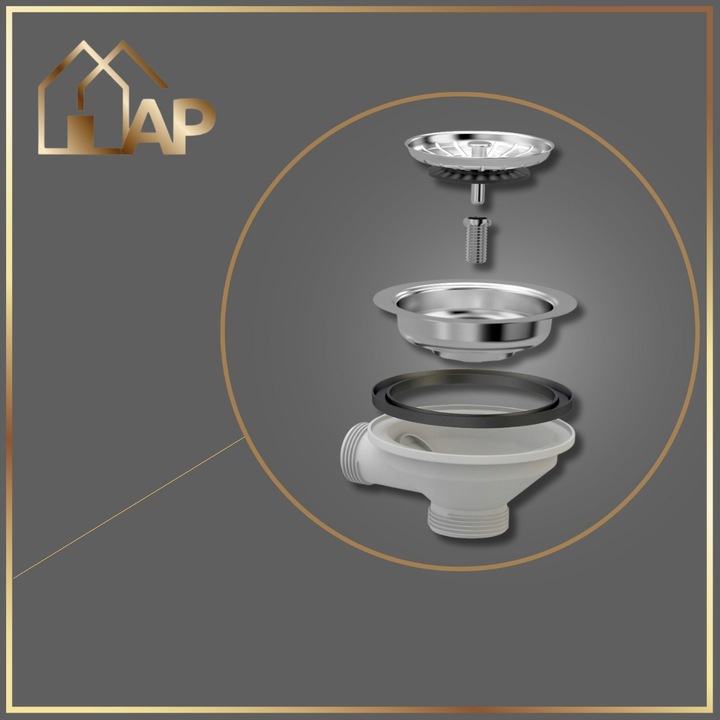 SYFON PRZYŚCIENNY do Zlewu Odpływ CHROM Jednokomorowy z Przelewem