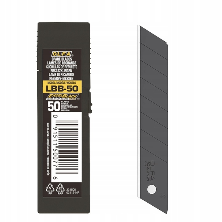 OLFA OSTRZA SEGMENTOWE CZARNE DO NOŻY NOŻYKÓW OSTRE LBB-50 18mm