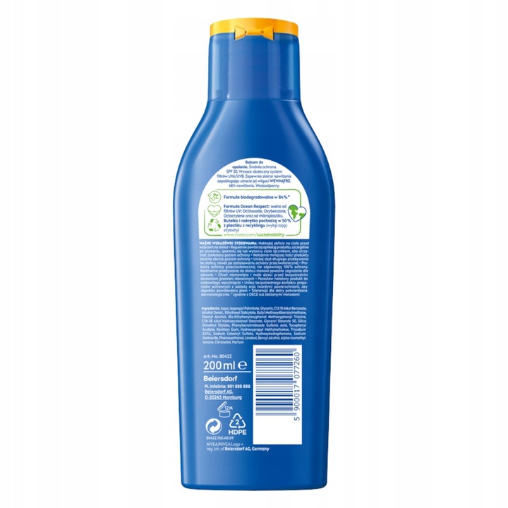 NIVEA SUN Protect & Moisture Balsam do opalania SPF 20, 200 ml