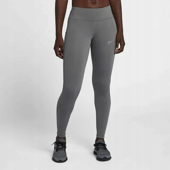 NIKE LEGGINSY SZARE POWER RACER DRI-FIT siłownia fitness logo