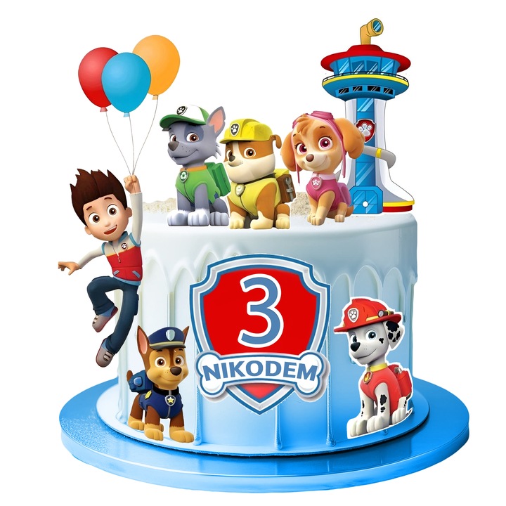 Opłatek cukrowy cukrowa dekoracja na tort Psi patrol imię