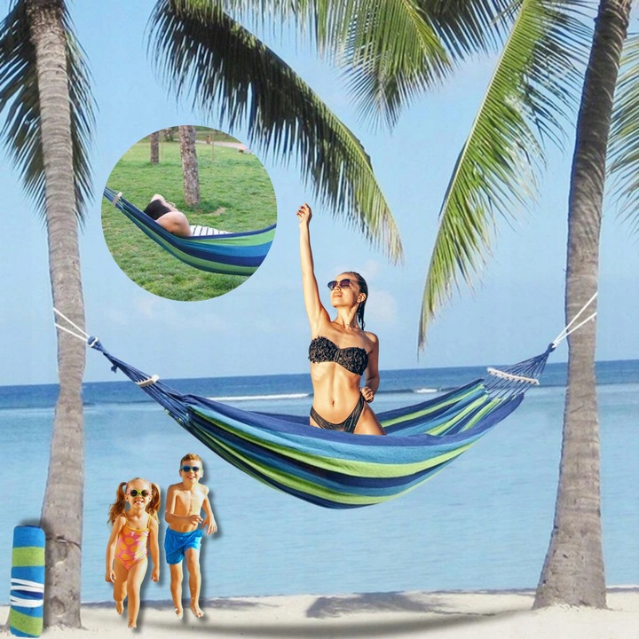 HAMAK OGRODOWY DWUOSOBOWY XXL 2 Osobowy Turystyczny Z DRĄŻKIEM DUŻY