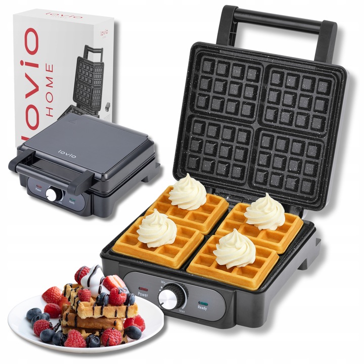 GOFROWNICA XXL 4 DUŻE GOFRY MARMURKOWA POWŁOKA REGULACJA TEMPERATURY