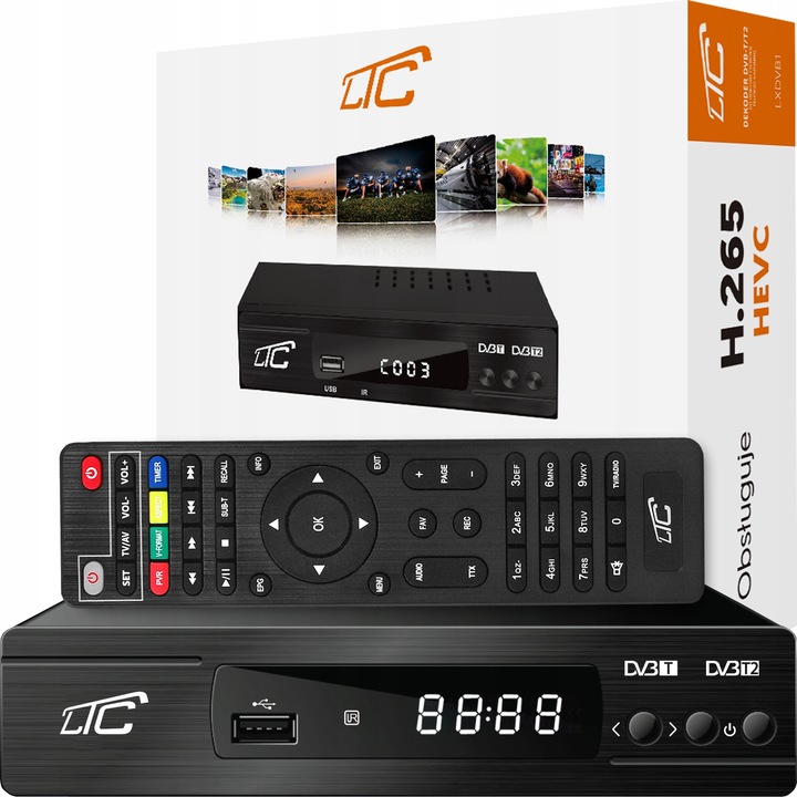 DEKODER TUNER TV NAZIEMNEJ DVB-T2 i DVB-C H.265 HEVC FULL HD USB HDMI PILOT