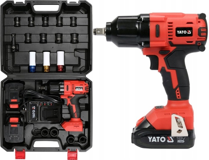 YATO KLUCZ UDAROWY BEZSZCZOTKOWY DO KÓŁ 18V 1/2'' 700nm 2x3Ah + 3