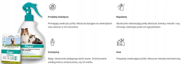Krople na pchły i kleszcze dla dużego psa HAPPS HERBAL pieska 20 - 40