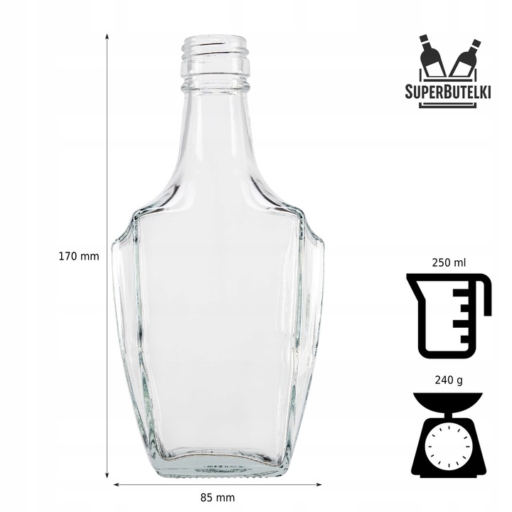 10x Butelki szklane Bonaparte 250 ml na bimber wino NALEWKI WÓDKĘ SOK