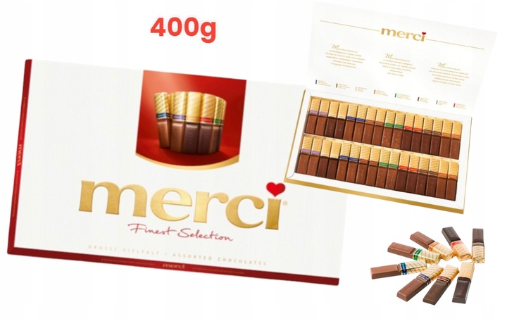 Podziękowanie dziękuje Bombonierka Merci 400g Storck prezent czekoladki