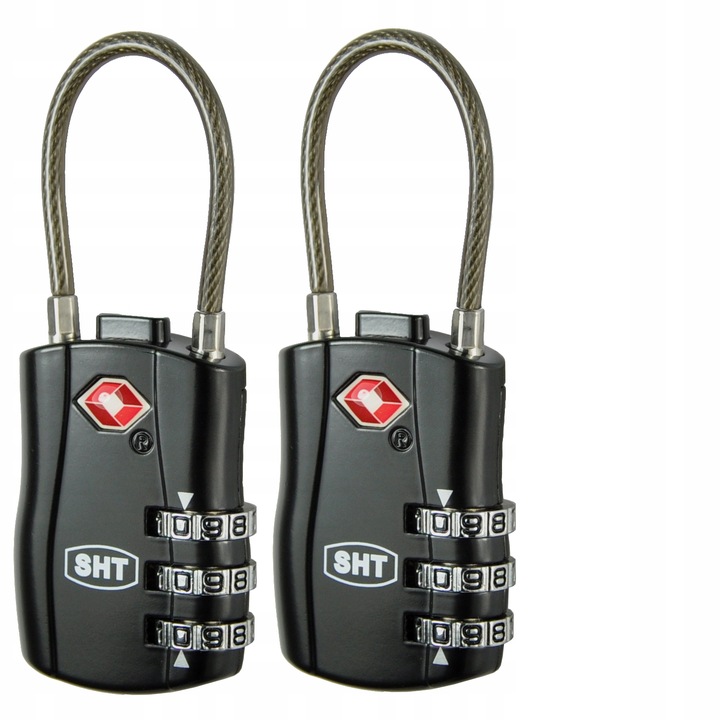 2x KŁÓDKA TSA SYSTEM NA SZYFR DO WALIZKI BAGAŻU Z LINKĄ ZABEZPIECZENIE